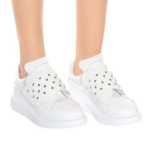 Alexander McQueen Gold Studded White Leather Sneakers | Size EU 37.5 (US 7.5)